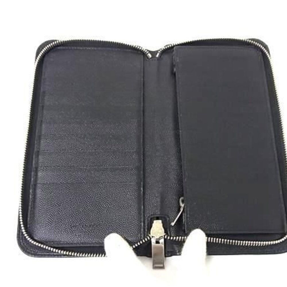 Saint Laurent Wallet Black Leather Round Zipper Long Wallet - Picture 3 of 6